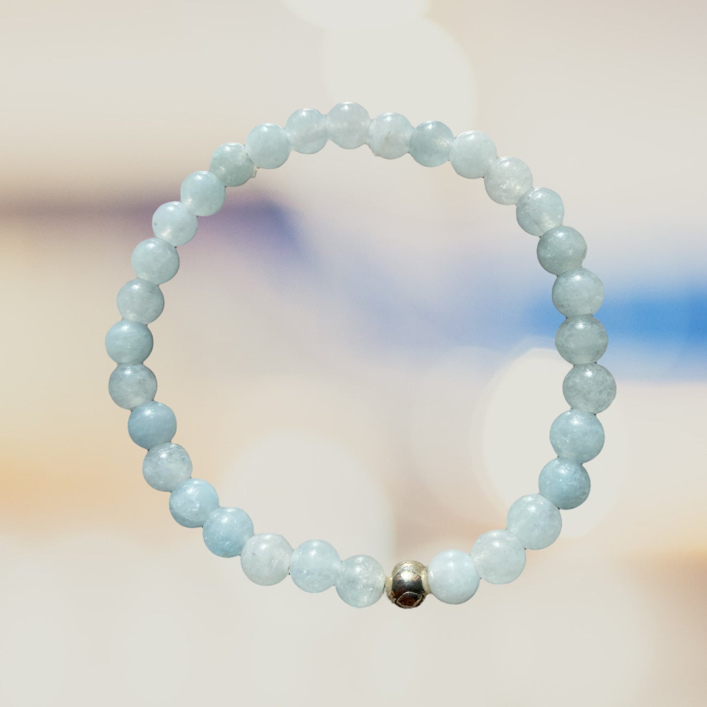 Bracelet aigue marine, 3mm