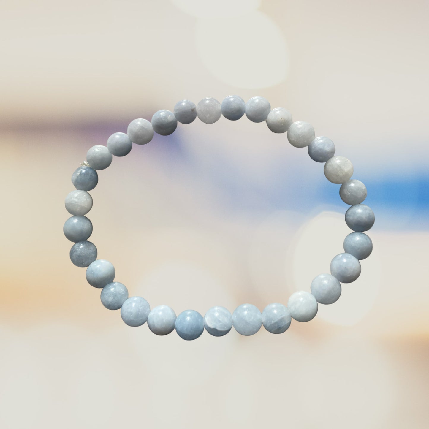 Bracelet bleu calcédoine, 3mm