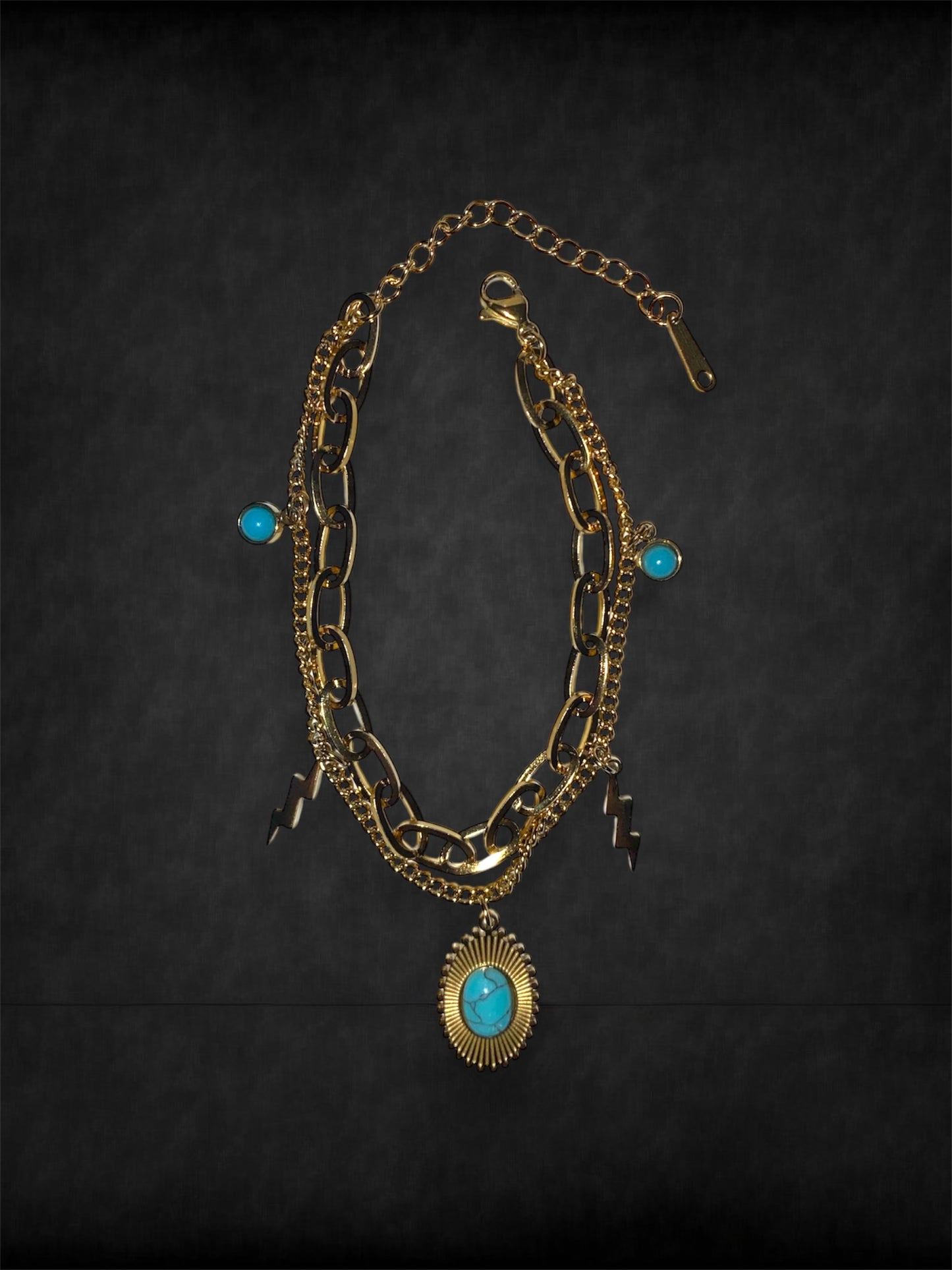 Bracelet double pendentifs turquoise